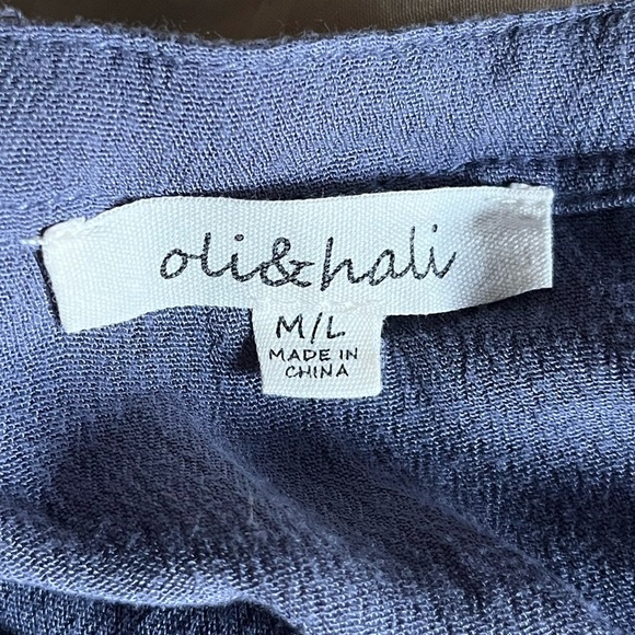 Oli & Hali Slate Blue Oversized Tunic with Button Detail - Picture 5 of 7